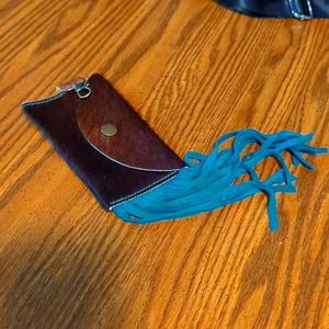 Leather Pouch with turquoise